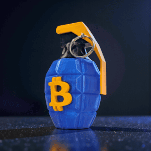 Bitcoin Grenade 3D printed bitcoin art CryptoCloaks Colorado
