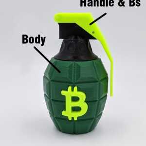 Bitcoin Grenade 3D printed bitcoin art CryptoCloaks Colorado