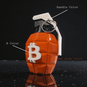 Bitcoin Grenade 3D printed bitcoin art CryptoCloaks Colorado