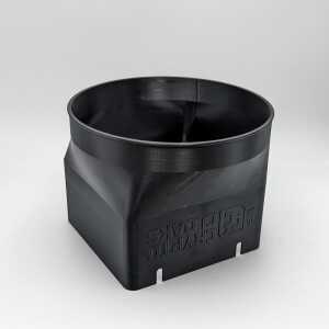 Black shroud with a circular opening above a squared lower body and raised CryptoCloaks branding.