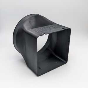Black shroud viewed into its rectangular opening, with a circular rim behind it and raised CryptoCloaks branding.