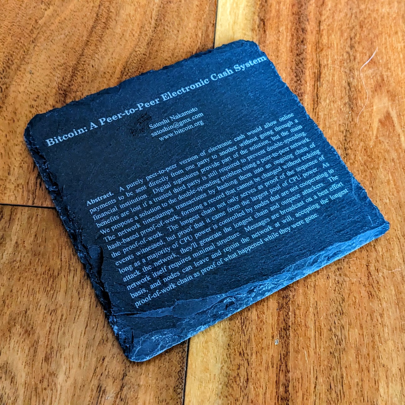 Bitcoin Themed Laser Etched Slate Coasters - Image 2
