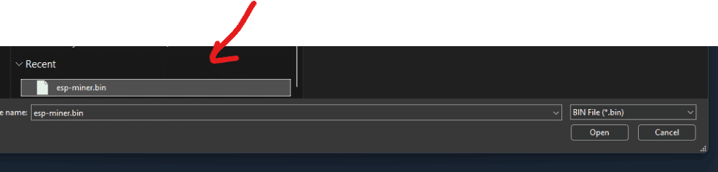 Finding and opening the firmware file