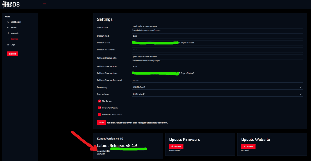 Downloading esp.miner.bin firmware file