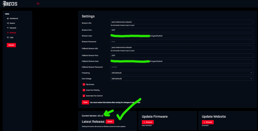 Firmware update complete with new version number showing