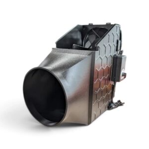Black 2-unit Canaan Nano cooler box with dual fans, controller and exhaust shroud