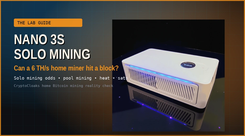 Canaan Avalon Nano 3S solo mining home Bitcoin miner guide