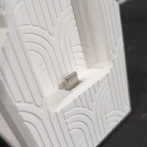 Close-up of the built-in USB-C connector on the ColdCard Mk5 Dock 3D printed hardware wallet stand