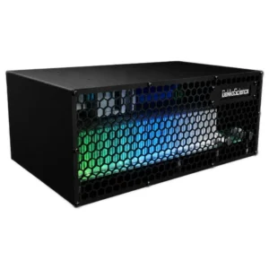 GekkoScience KBox 22 TH/s all-in-one home Bitcoin miner front view with honeycomb grille and RGB lighting
