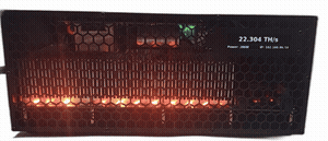 GekkoScience KBox home Bitcoin miner using the orange Embers RGB heater effect