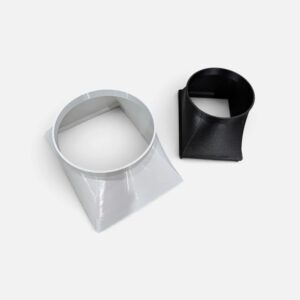 Black and white Canaan Cooler Box exhaust shrouds with round duct outlets