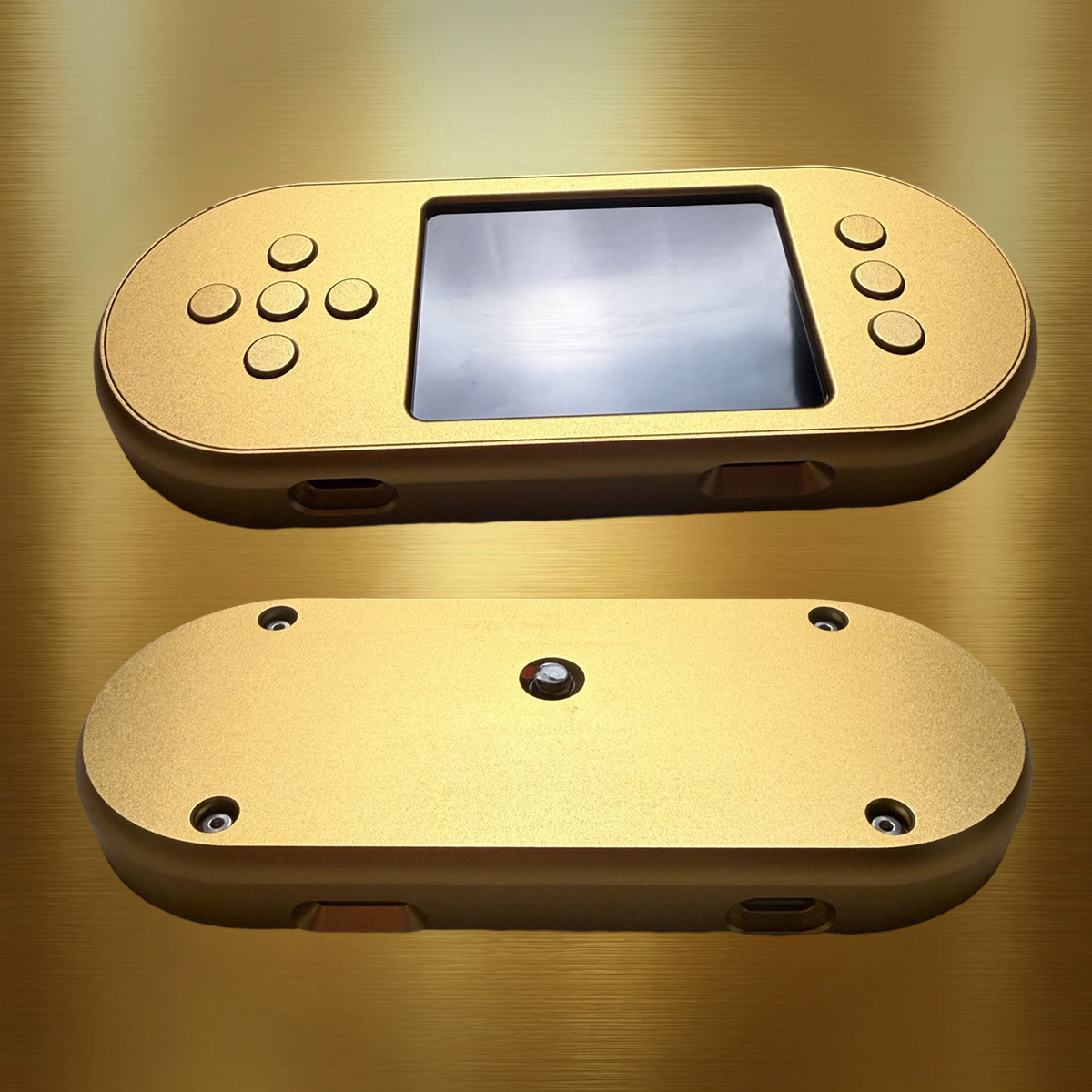 Gold SeedSigner Plus assembled air-gapped Bitcoin signing device front and rear views
