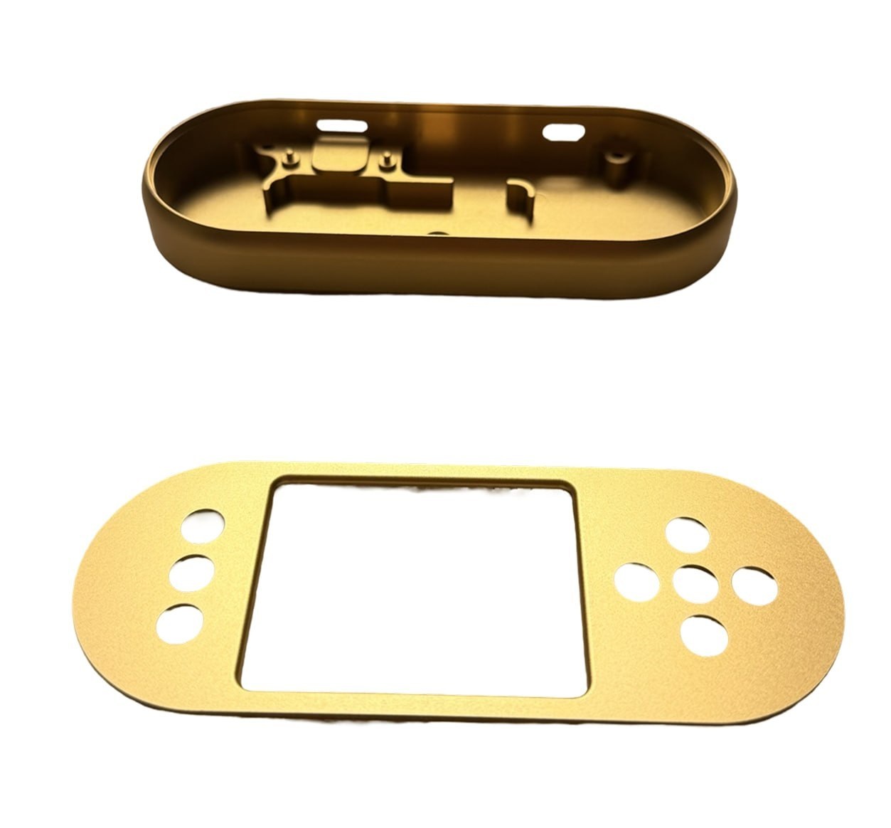 Gold anodized metal SeedSigner Plus case shell and button faceplate