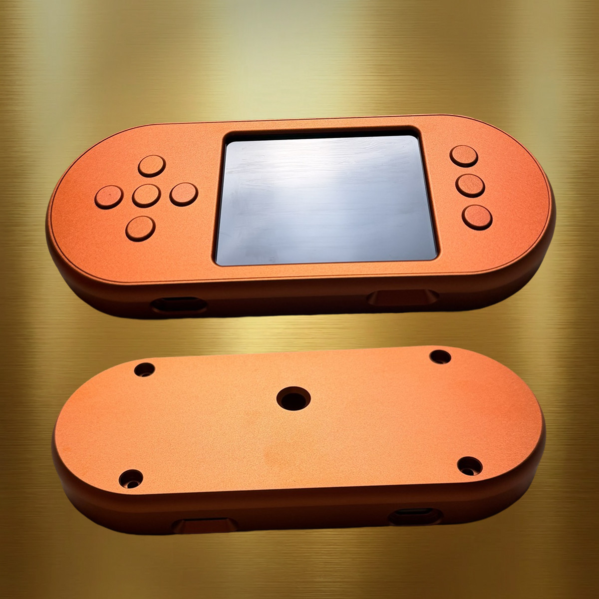Orange SeedSigner Plus assembled air-gapped Bitcoin signing device front and rear views