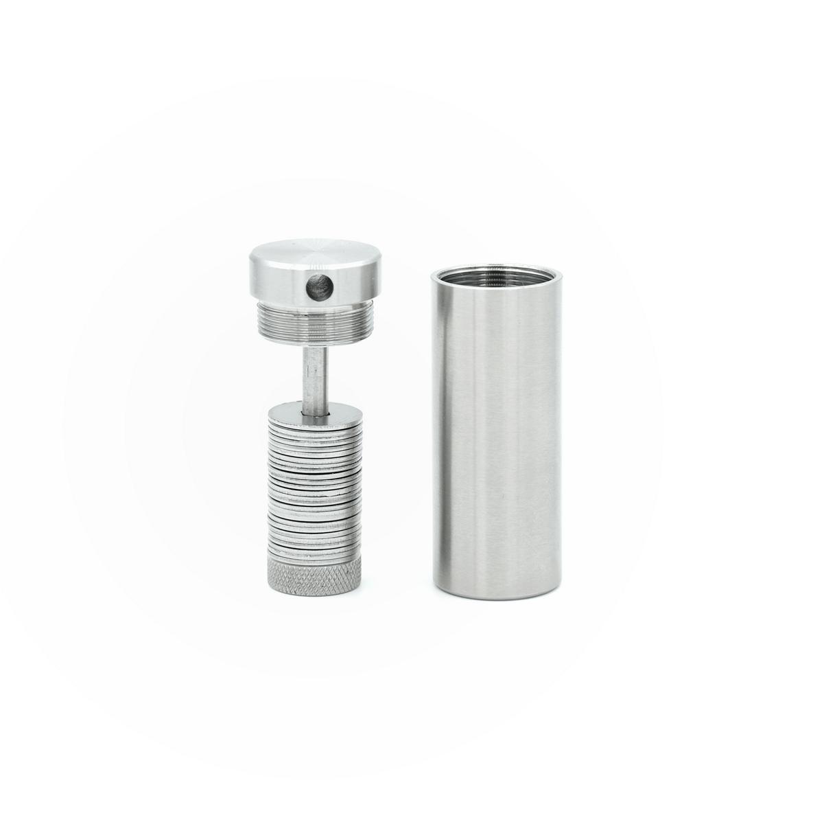Open Seedor Safe capsule showing numbered stainless steel seed discs