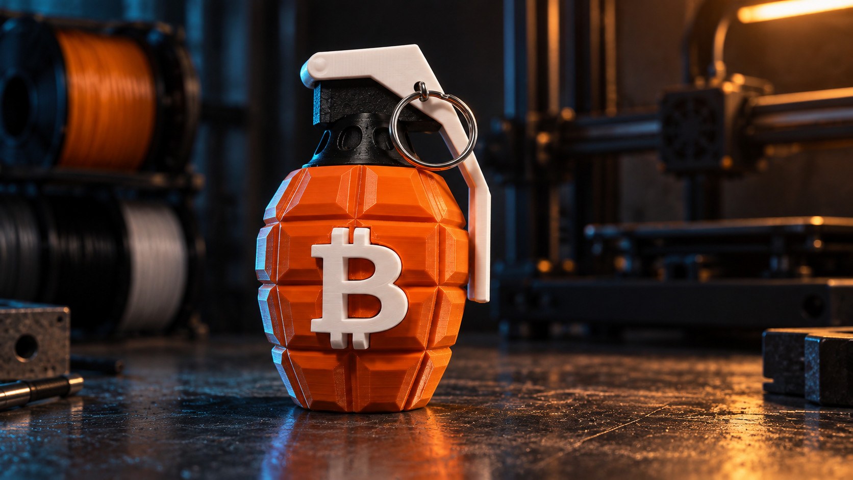 Original CryptoCloaks 3D-printed Bitcoin Grenade collectible