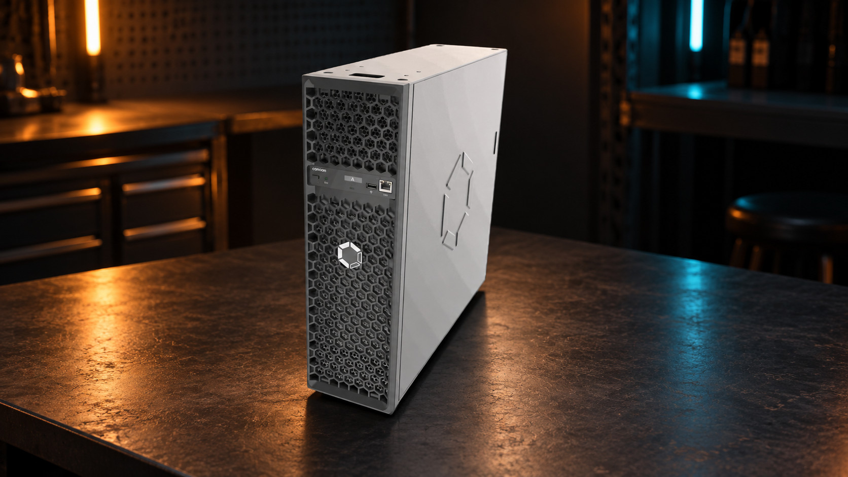 Canaan Avalon Q home Bitcoin miner in a home setup