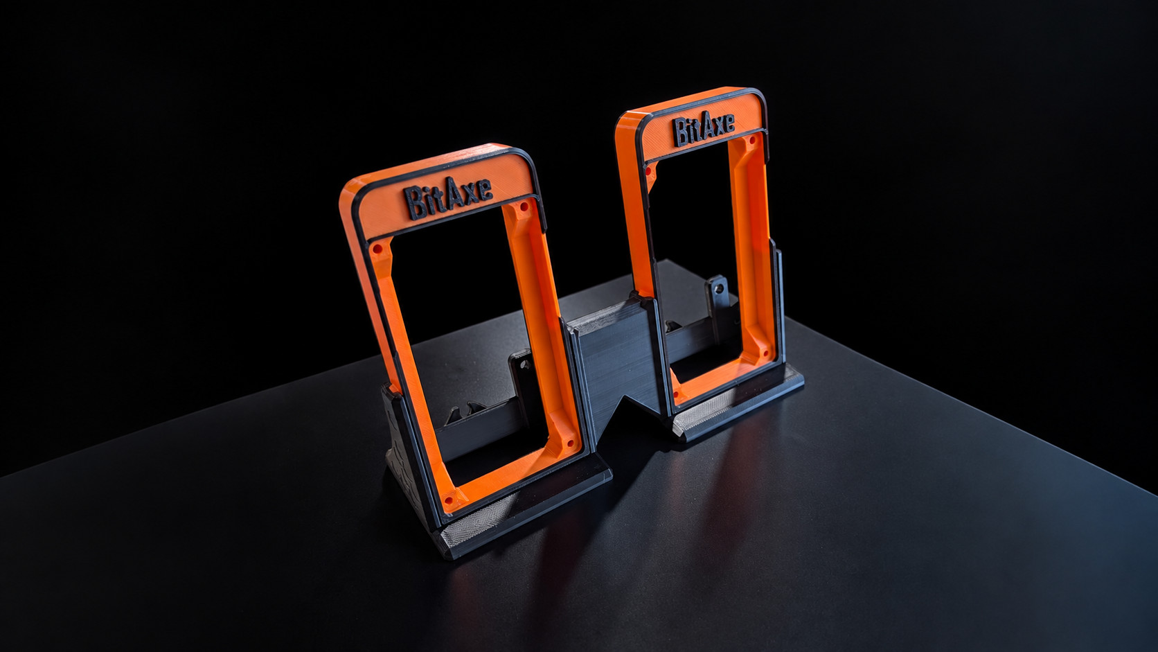CryptoCloaks double stand holding two BitAxe miners
