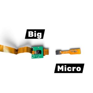 Comparison of Big Raspberry Pi Camera Rev. 1.3 module and Micro camera module for CryptoCloaks custom SeedSigner case fit; cameras not included